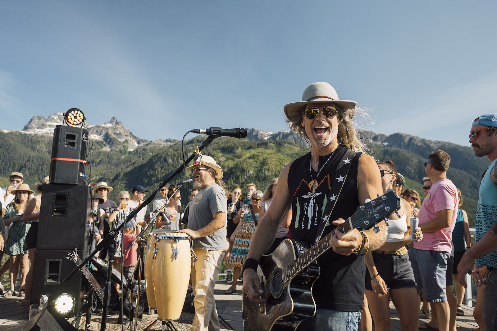 The Hairfarmers band playing at the Summit Lodge