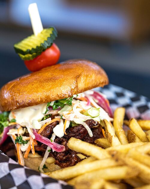 Delicious and filling Korean BBQ sandwich at the Sky Pilot Smokehouse