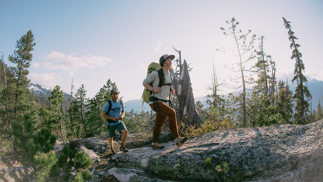 Couple hiking at Sea to Sky Gondola, Blaze the Trails event