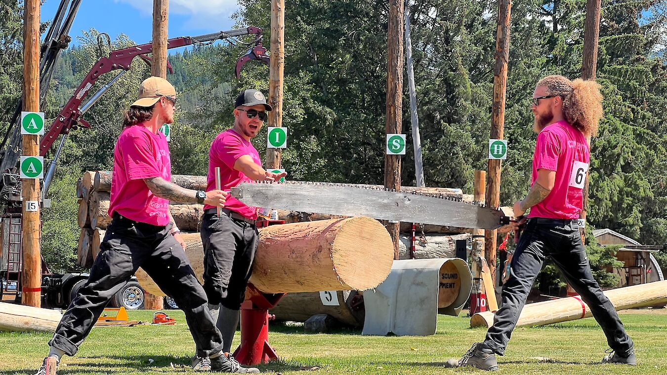 loggers sports day saw cutting