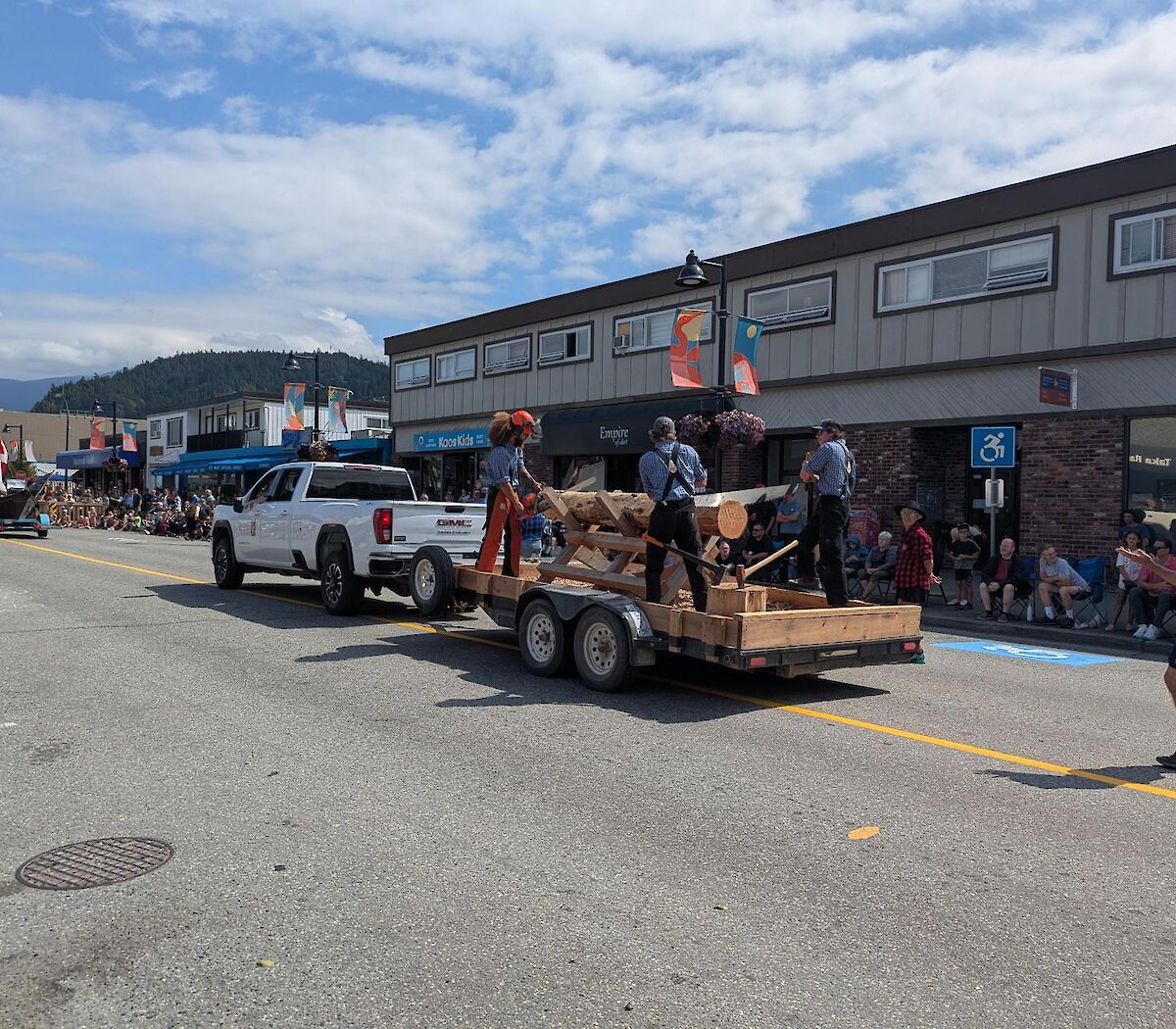 parade float with people on it