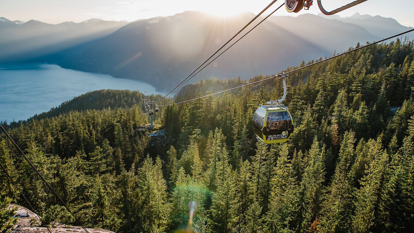 gondola's moving with view in background