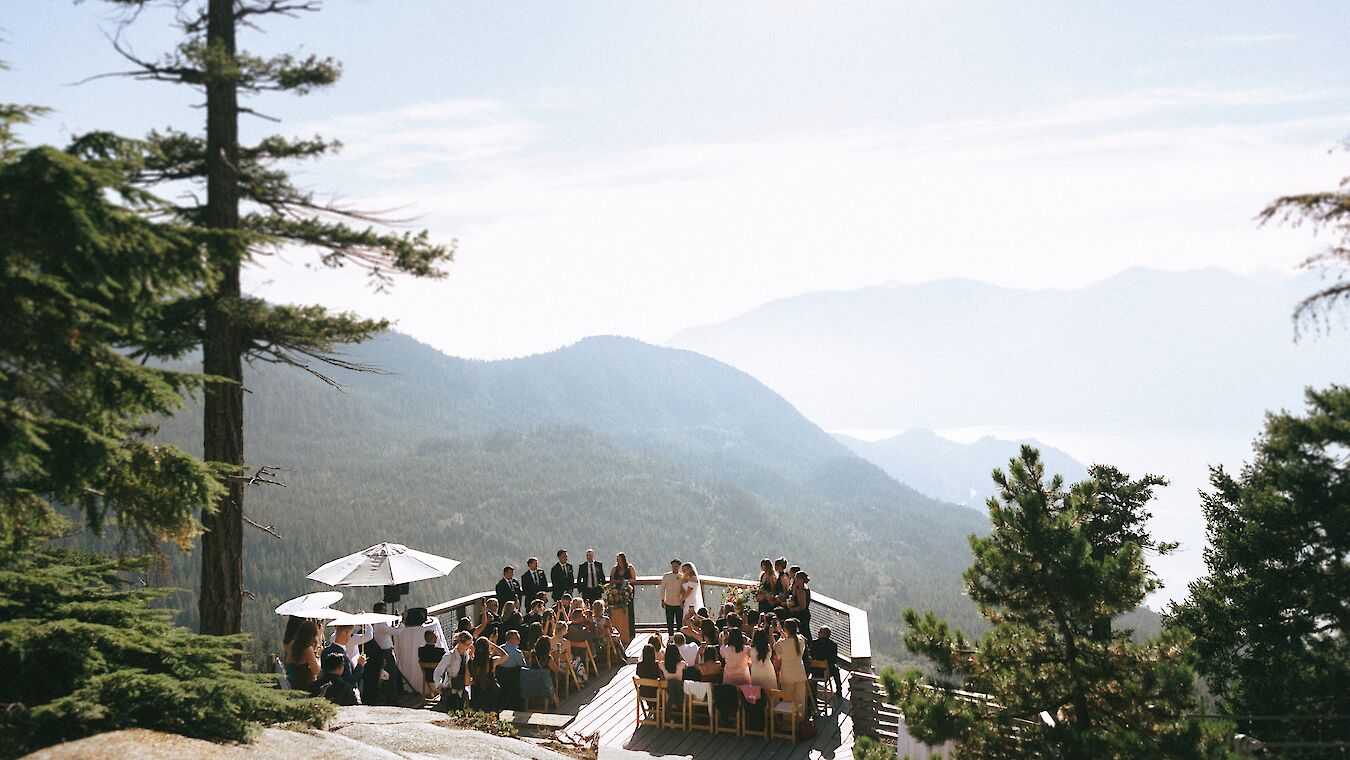 a wedding couple on the suspension bridge
