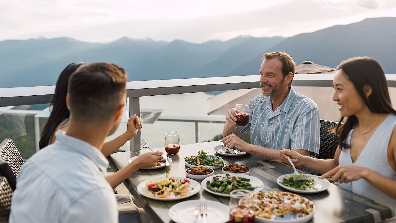 a group of people dining
