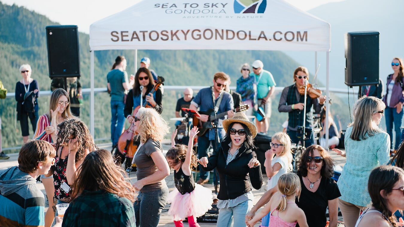 band playing with a crowd