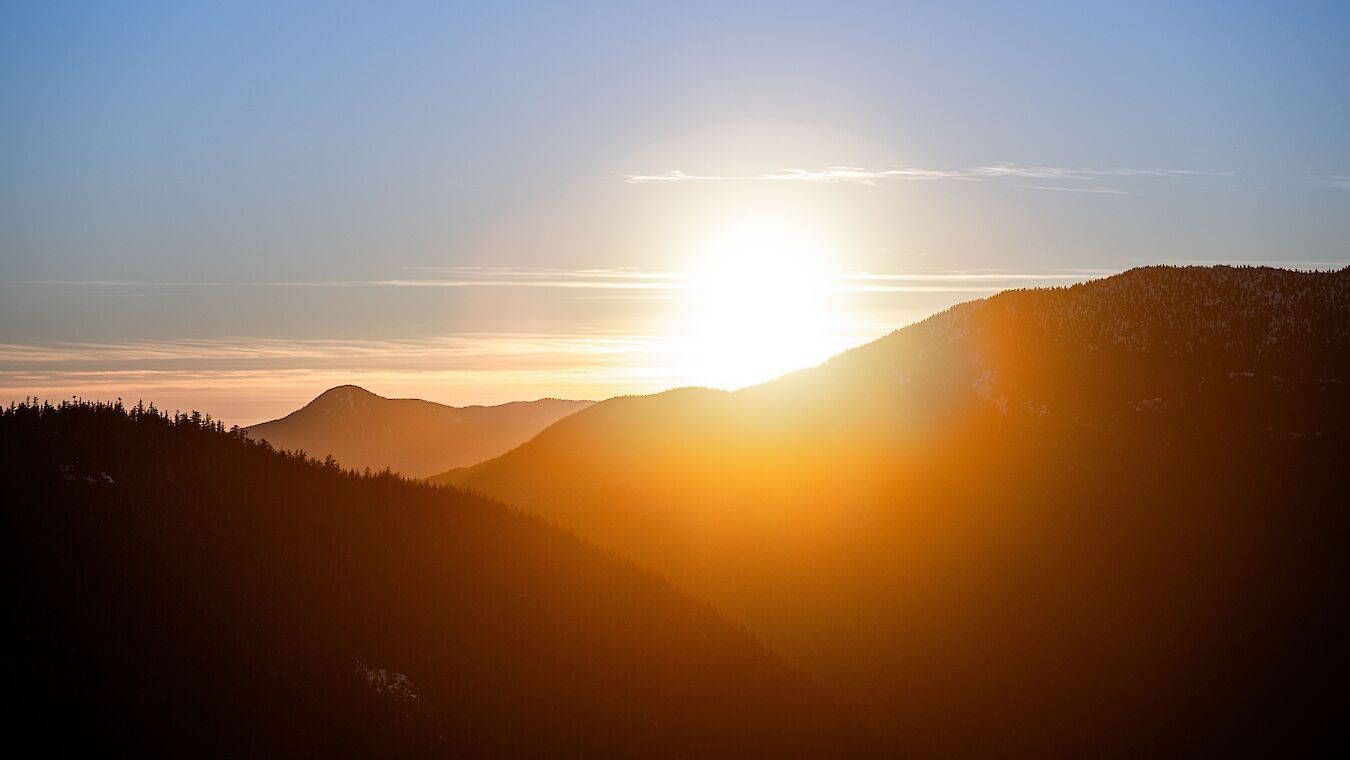 sunset behind the mountains