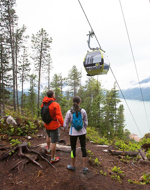 two people looking at the gondola