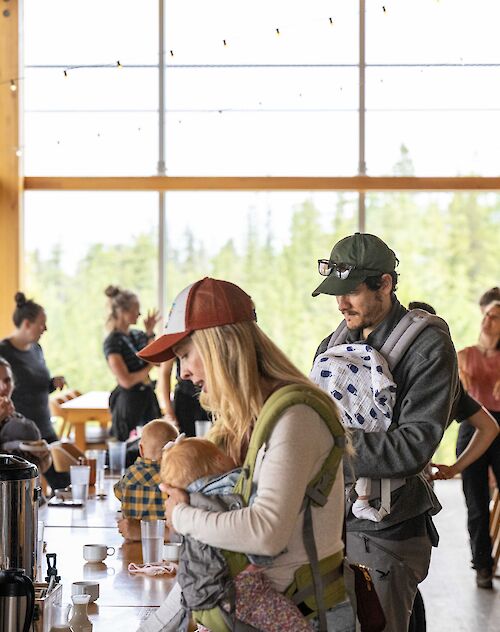 a group of parents in the summit lodge