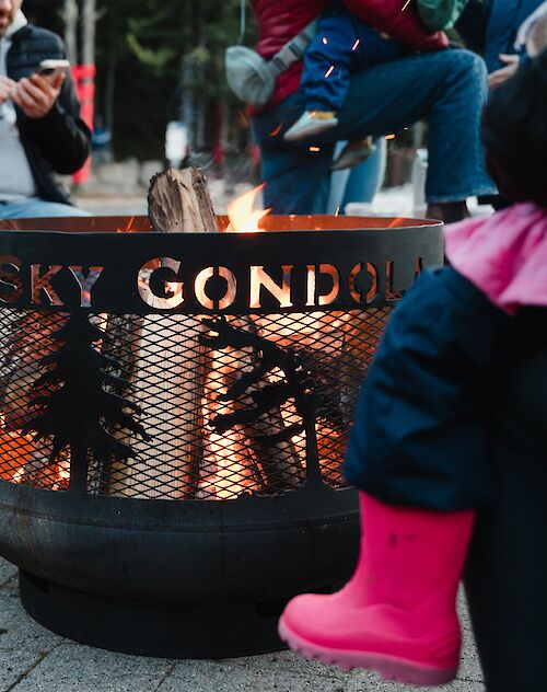 people enjoying the backyard fire pit